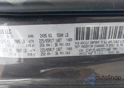 2019 Jeep Cherokee Latitude Plus 4X4 from USA, damaged, VIN 1C4PJMLX0KD271468